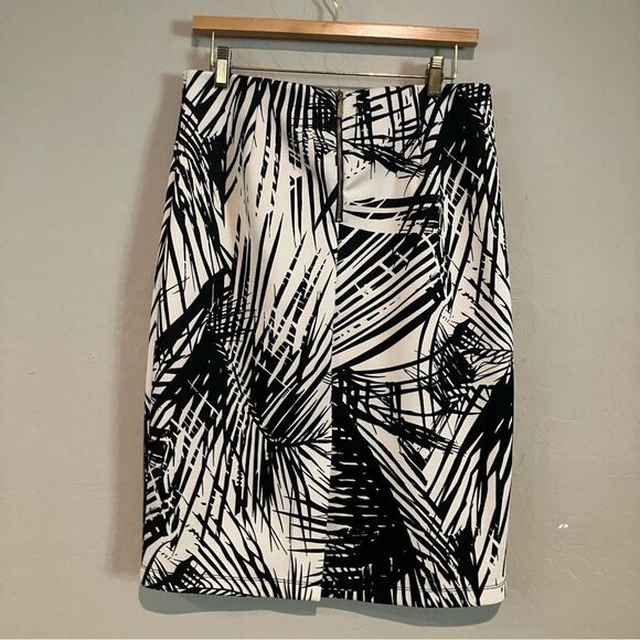 Vintage db Established 1962 Black White Palm Print Stretch Pencil Skirt Sz M - Picture 6 of 11